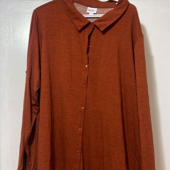 Valentina Rust Button-Up Shirt lularoe NWT size 3XL - Picture 2 of 6